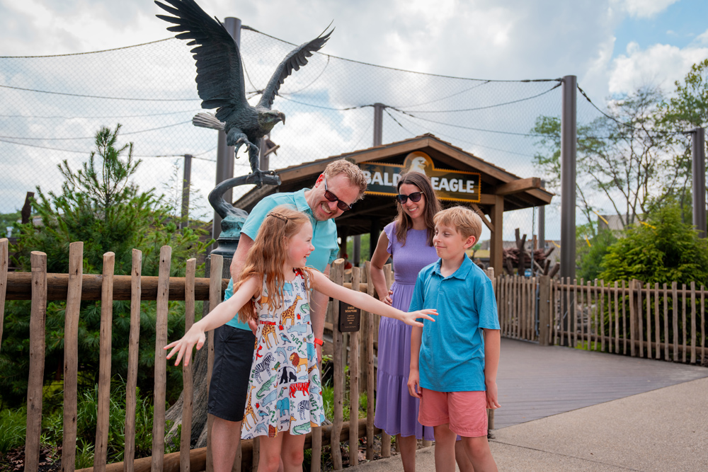 Family having fun at the Columbus Zoo's North America Trek Bald Eagle Habitat