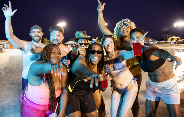 happy crowd at water park event