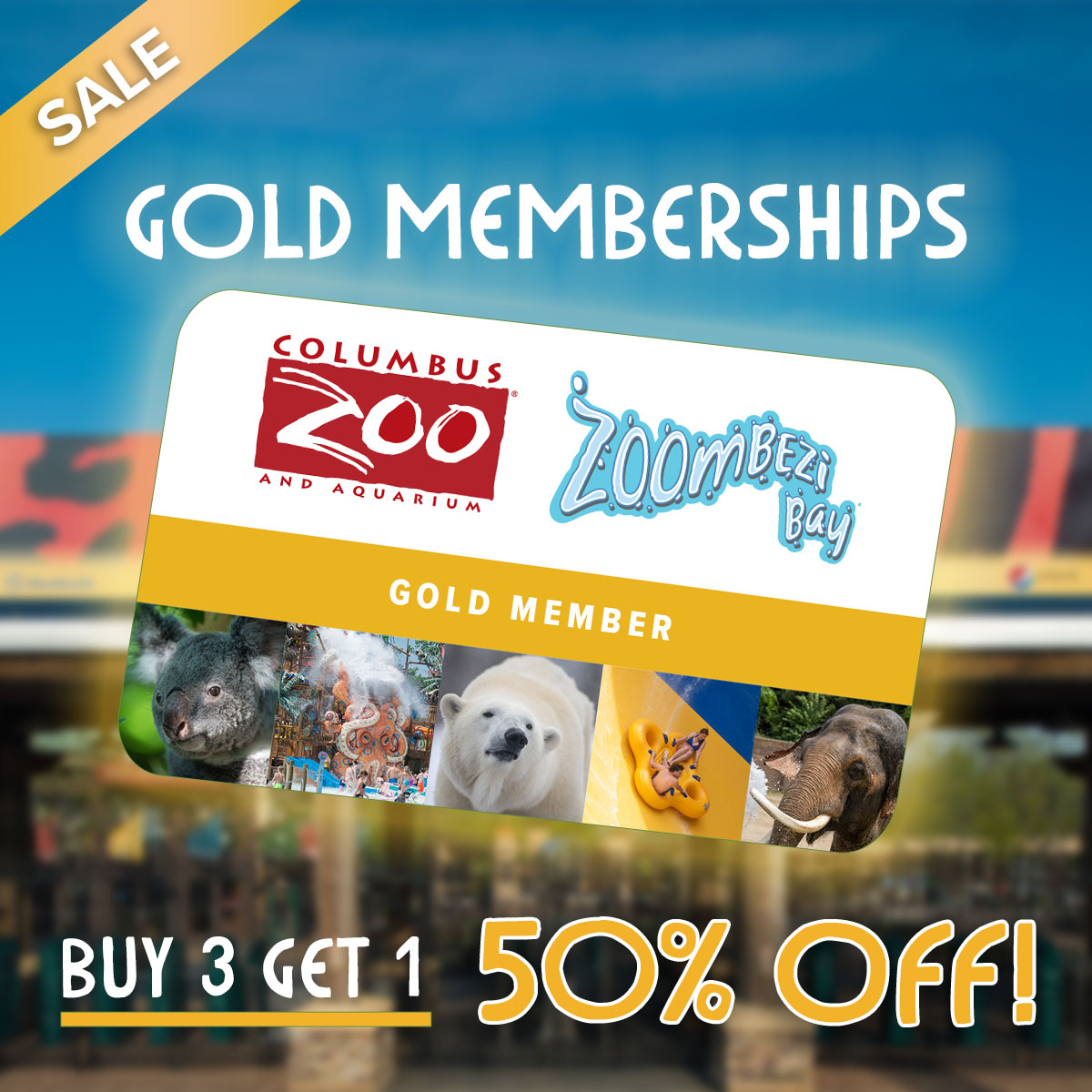 graphic that says Columbus Zoo gold passes are on sale