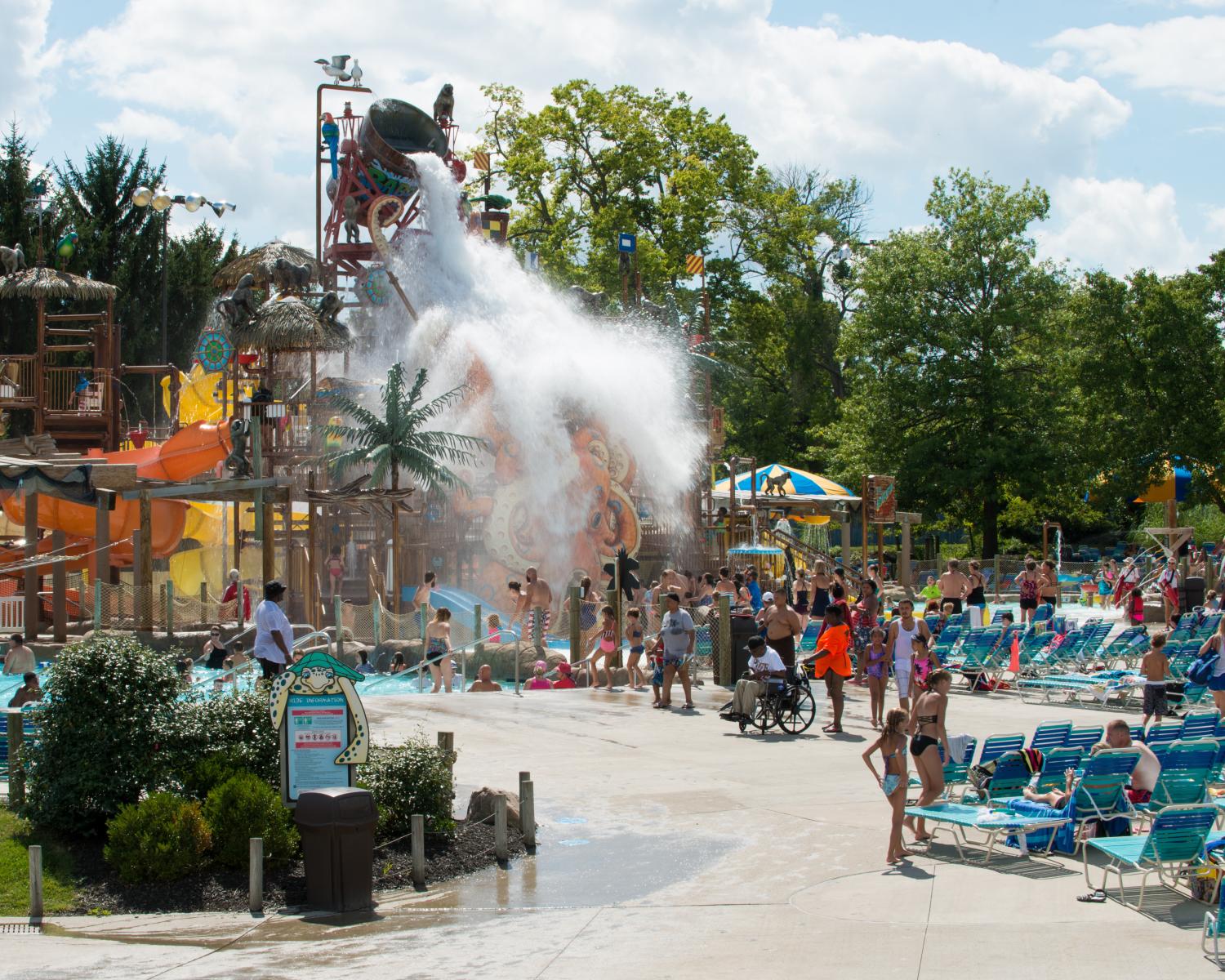 guests playing in waterpark attraction