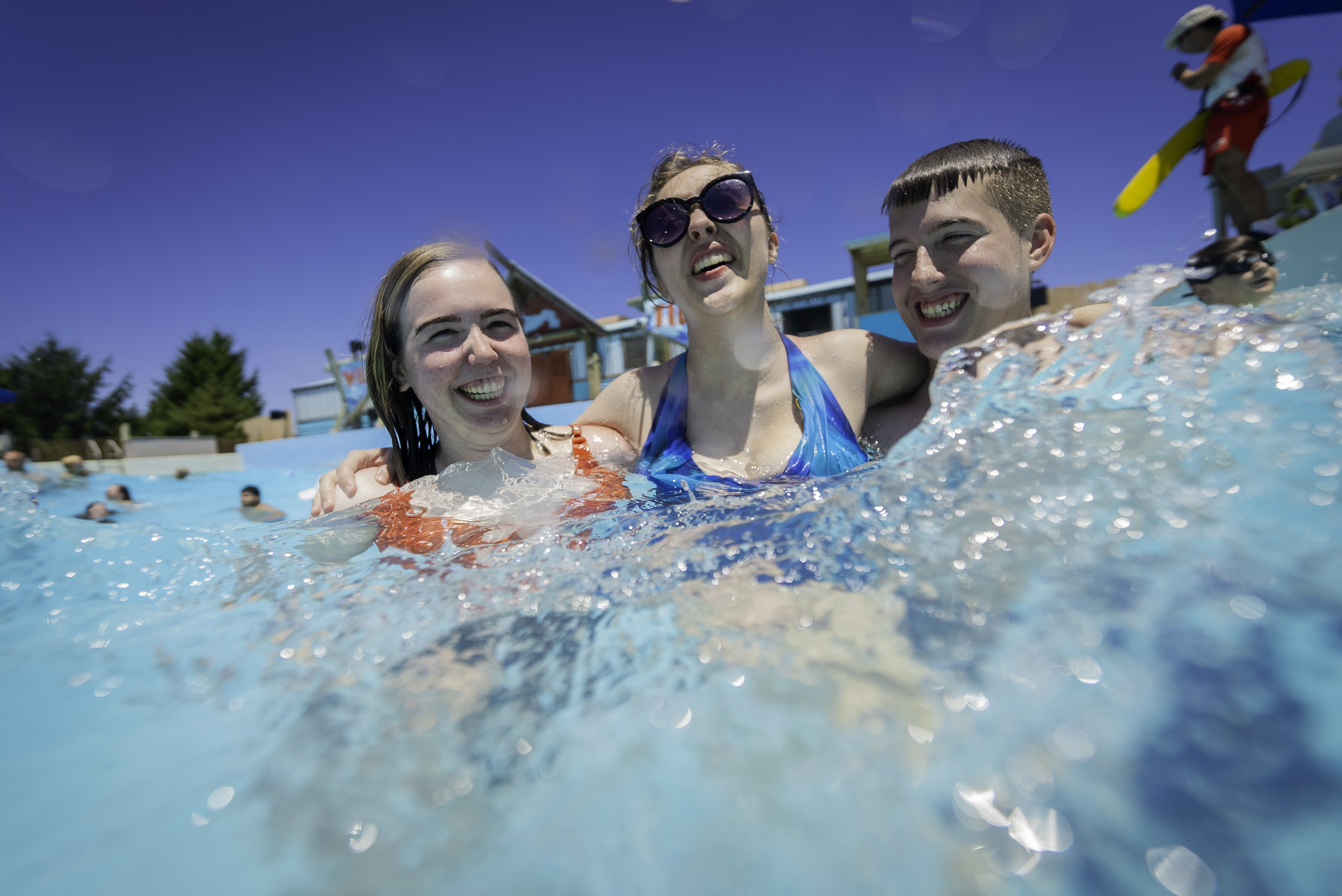 family in water at Zoombezi Bay