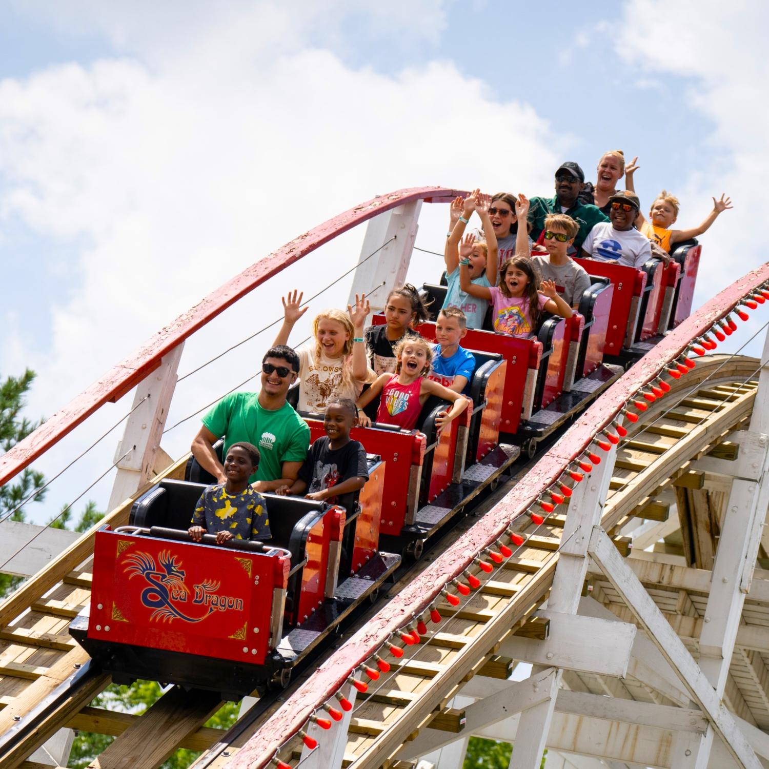 people on roller coaster