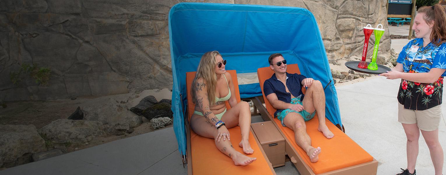 guests at water park being served drinks